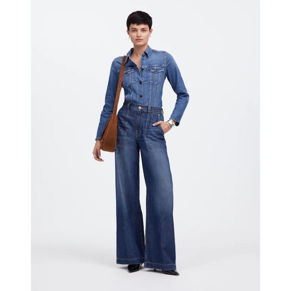 Madewell Superwide-Leg Utility Jeans Airy Denim High Rise Lindewood Size 26 NWT